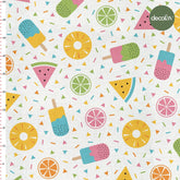 Summer Themed Ice Cream, Watermelon, Pineapple, Orange Slice Patterned Digital Printed Fabric